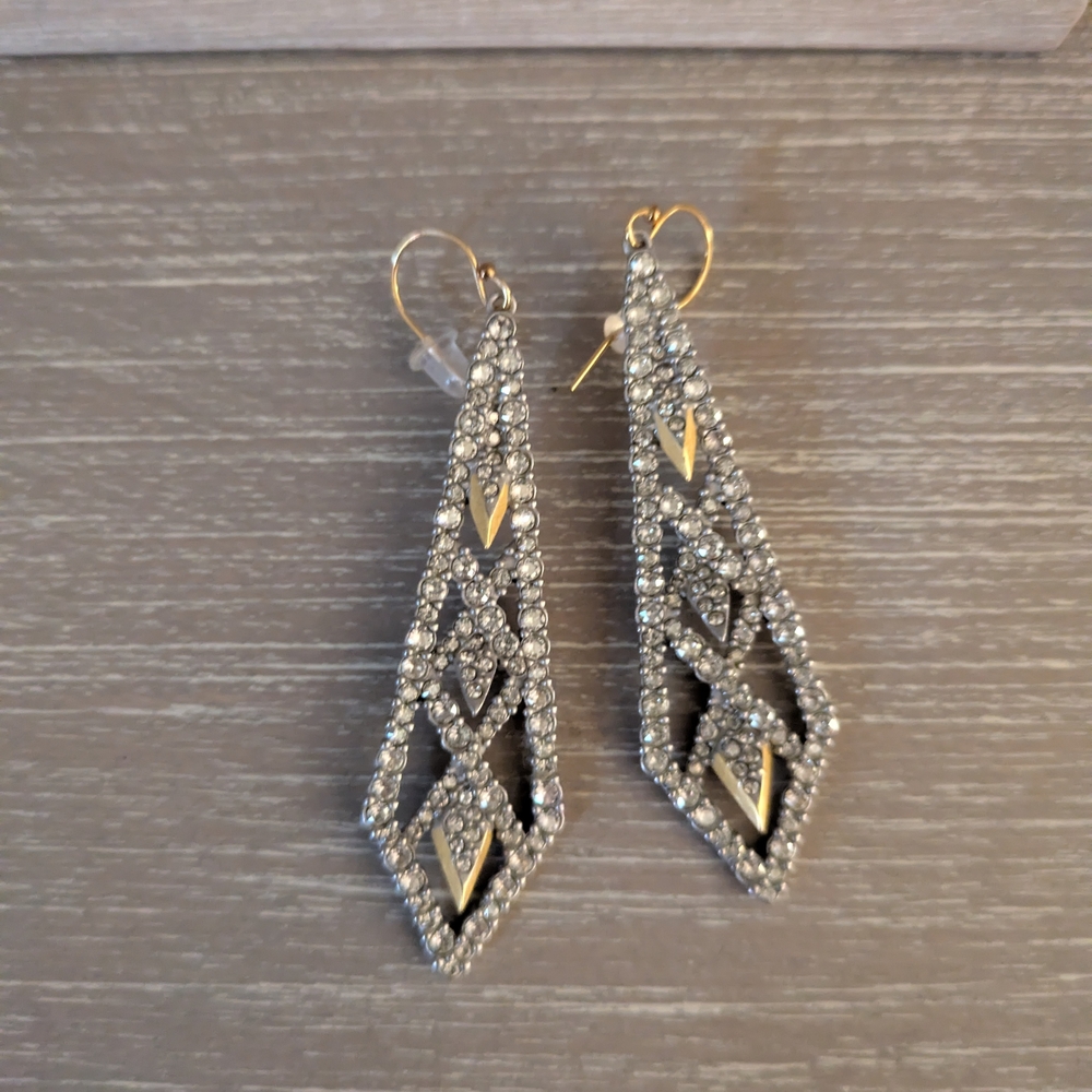 Alexis Bittar Silver and Gold Diamond-Shaped Earrings